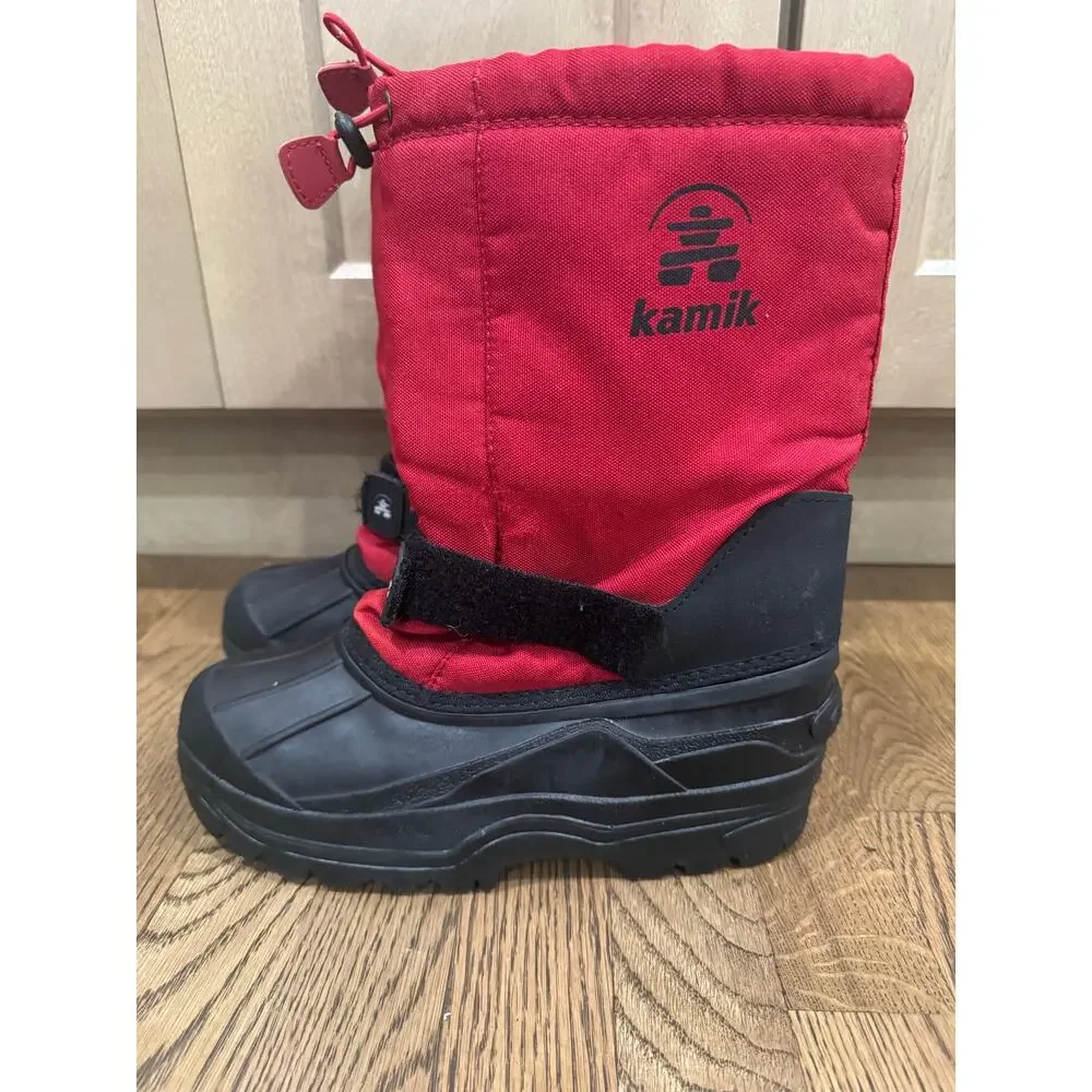 Kamik Waterbug Waterproof Insulated Snow Boots Red Black Kid Sz 6 Winter Outdoor